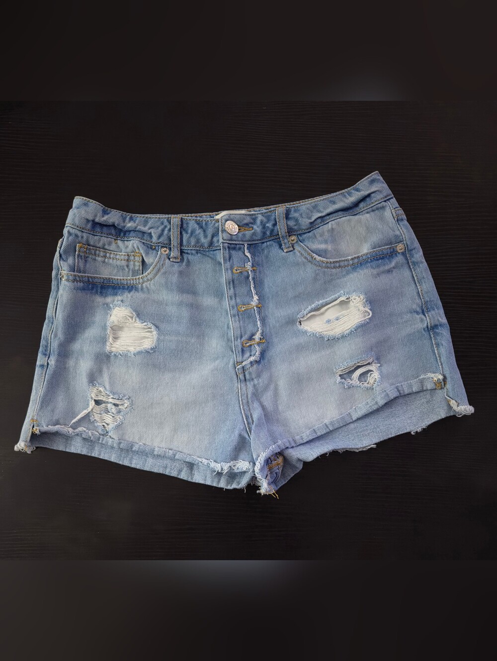 Forever 21 Light Blue Distressed Denim Shorts